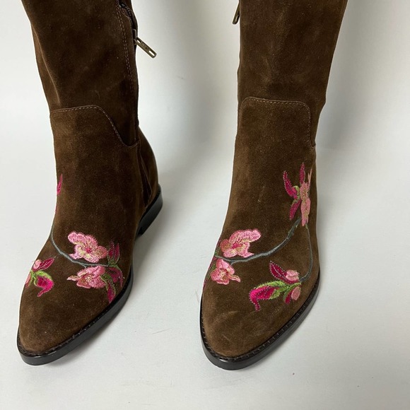 Ash Jess Over The Knee Boots Tall Embroidered Brown Suede Zip Size 37 $498 - Picture 5 of 11